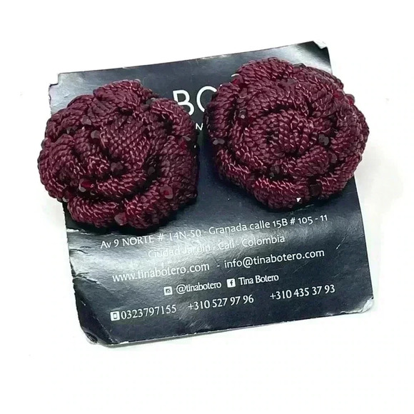 New Anthropologie Tina Botero Handmade Beaded Earrings - Picture 1 of 3